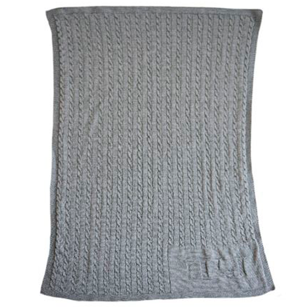 Cable Knit Initial Stroller Blanket Butterscotch Blankees