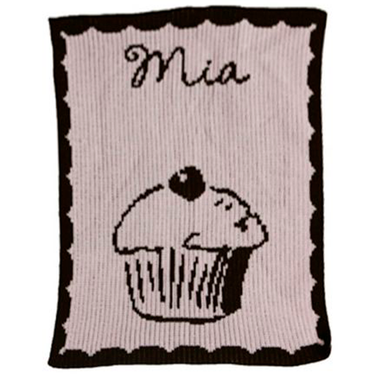 Cupcake & Name Stroller Blanket