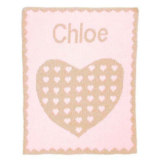 Metallic Heart on Heart Blanket