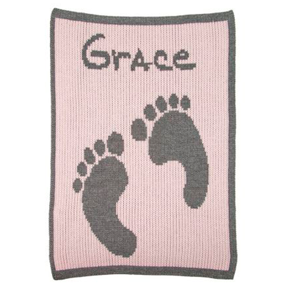 Baby Footprint & Name Stroller Blanket