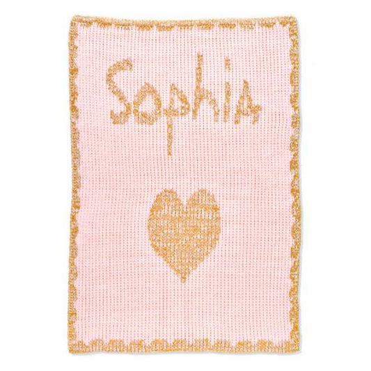 Metallic Single Heart & Scallopped Edge Blanket