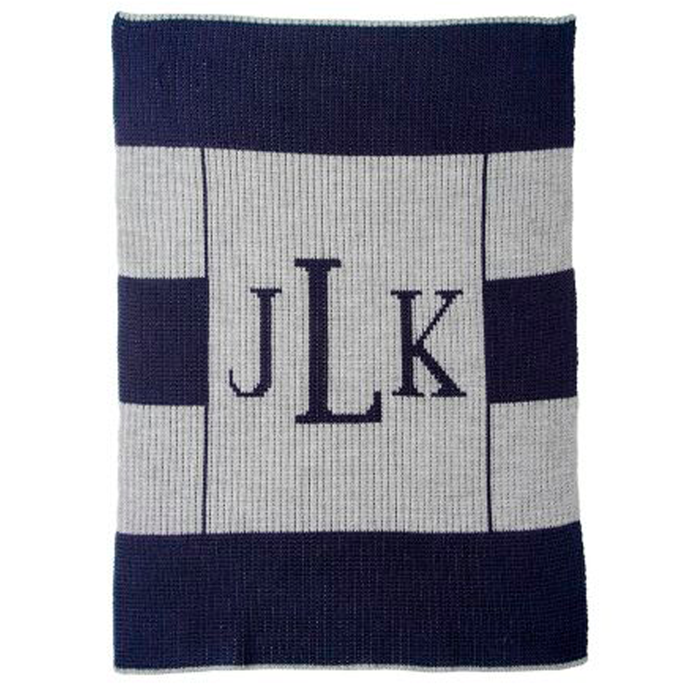 Multi Stripe Monogram Stroller Blanket