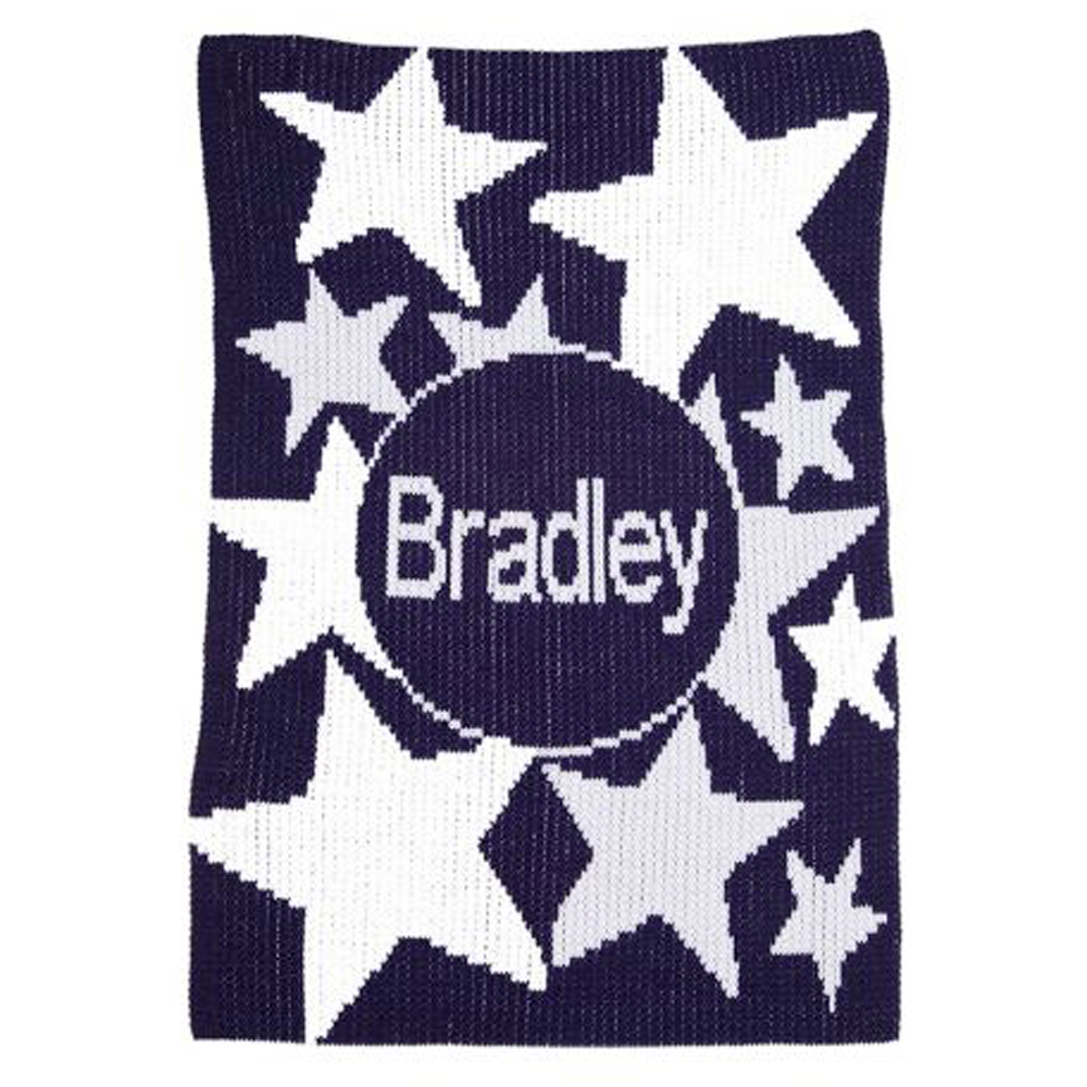 Shooting Stars & Name Stroller Blanket Butterscotch Blankees