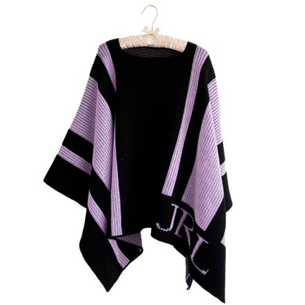 Personalized Striped Blanket Poncho