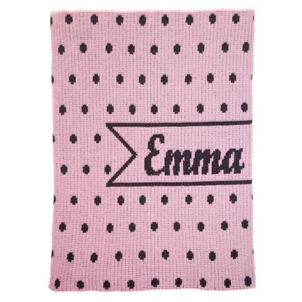 Pint-Sized Polka Dots & Name Banner Blanket