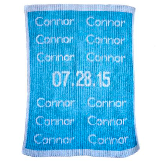 Repeated Name & Birthdate Stroller Blanket